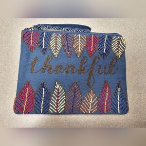 America & Beyond THANKFUL EMBELLISHED WRISTLET CLUTCH